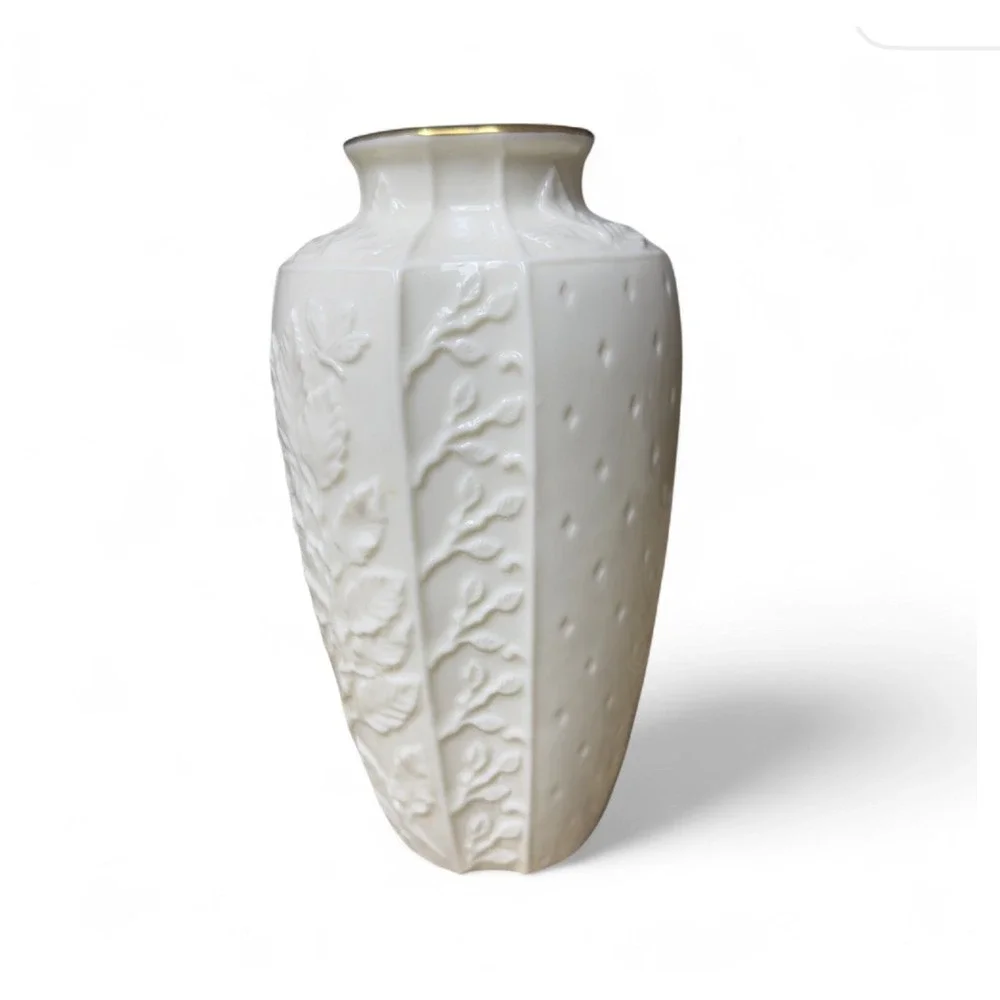 Fitz and Floyd Essentials Botanical Collection Cream Ivory‎ Vase Floral Decor